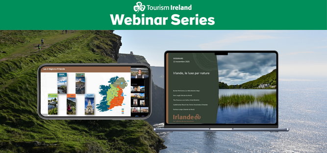 Smartphone and laptop featuring images of France's trade webinar