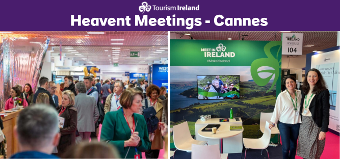Images at Heavent Meetings 2025 featuring busy crowd and Meet in Ireland stand