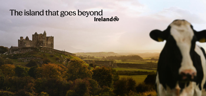 Ireland goes beyond campaign - Background image of Rock of Cashel and cow in foreground