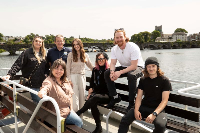 Influencers from Great Britain Influencers from Great Britain enjoying a cruise on the River Shannon and Lough Derg, with Emma Mullally, Tourism Ireland (left) and James Whelan, Killaloe River Cruises (back, second left).