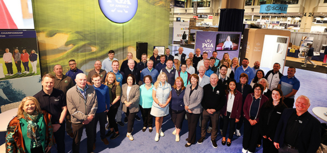 A team photograph taken at PGA golf show.