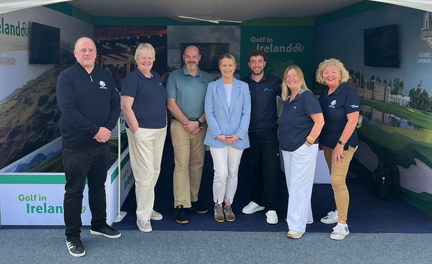 Group photo at a Golf in Ireland exhibition stand.