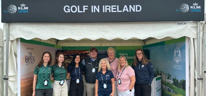 Groups shot at the Ireland stand during the KLM Open 2025
