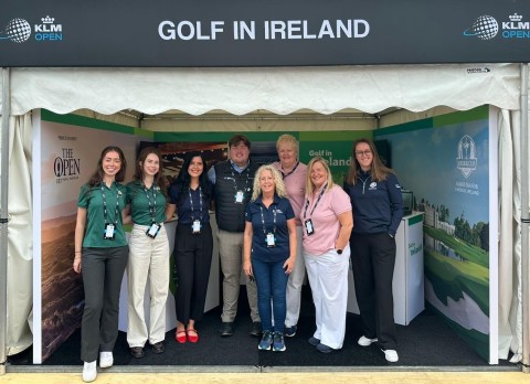 Groups shot at the Ireland stand during the KLM Open 2025