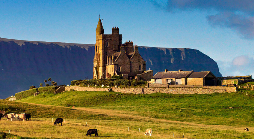 Castle and mountain.