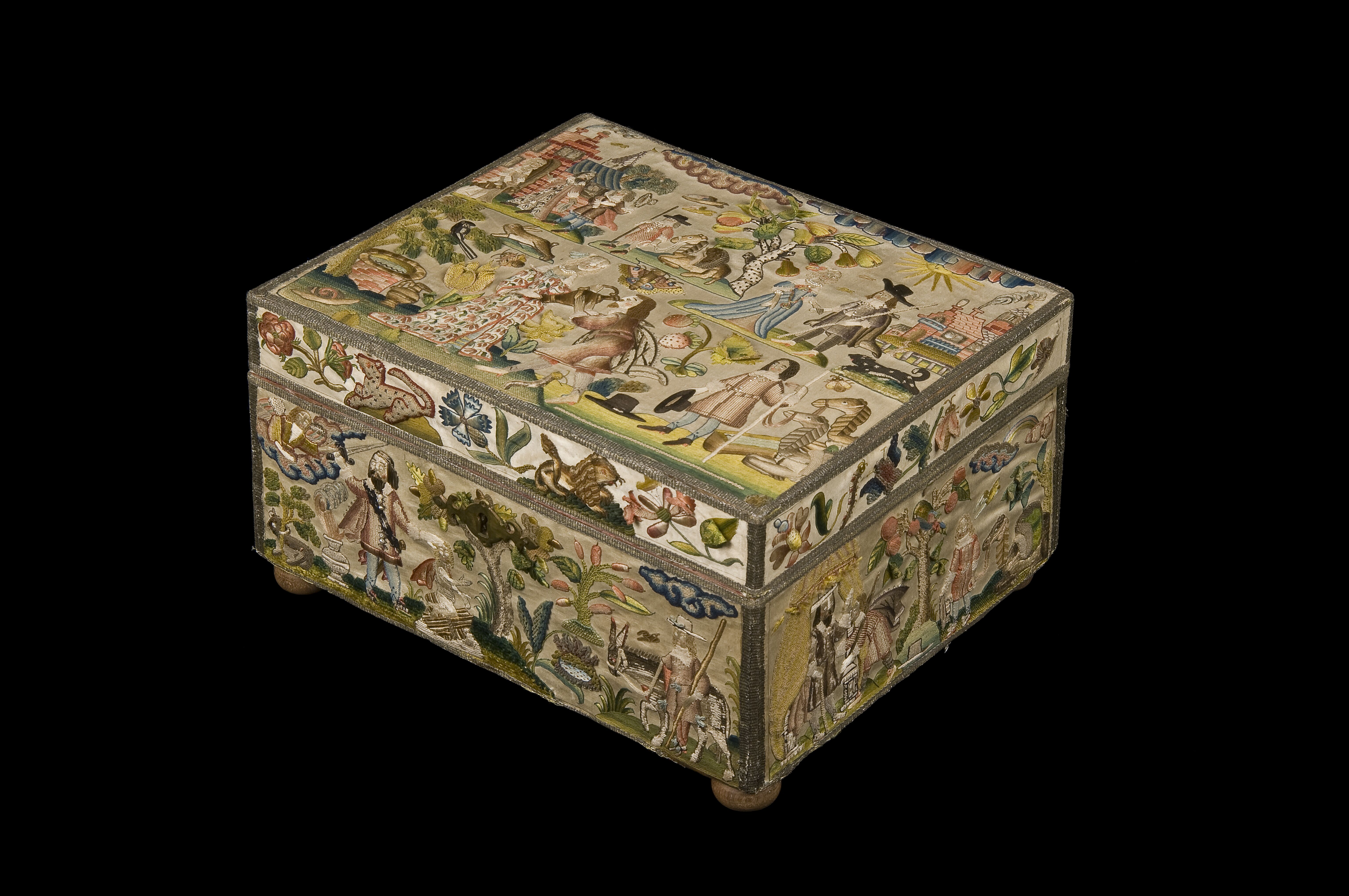 Image of Beautiful&nbsp;stumpwork&nbsp;casket dated 1660 donated by&nbsp;Lanto&nbsp;Synge © National Museums