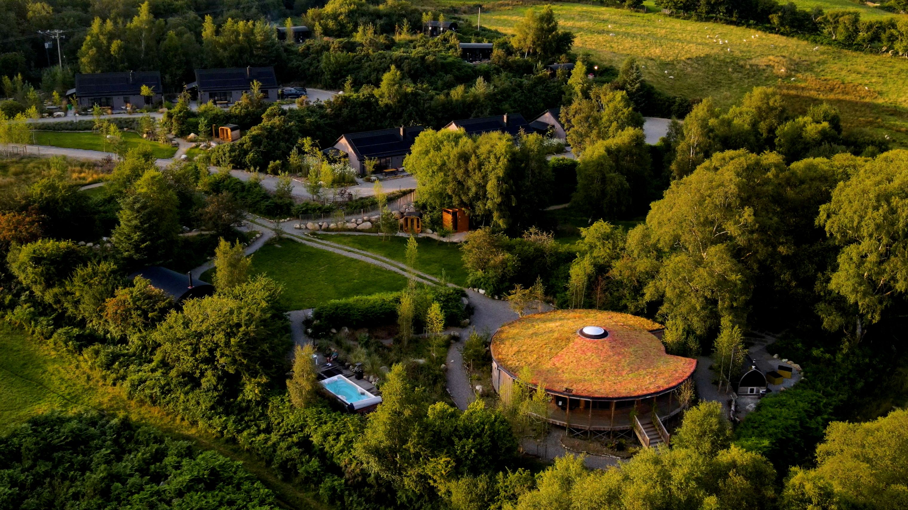 Deerstone eco luxury hideaway Vogelperspektive auf das Deerstone Hideaway