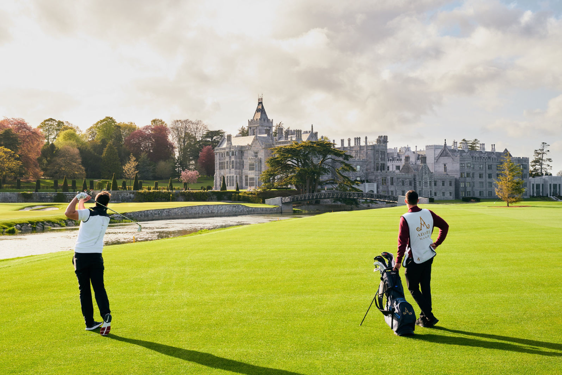 An image of someone playing golf at the stunning Adare Manor 