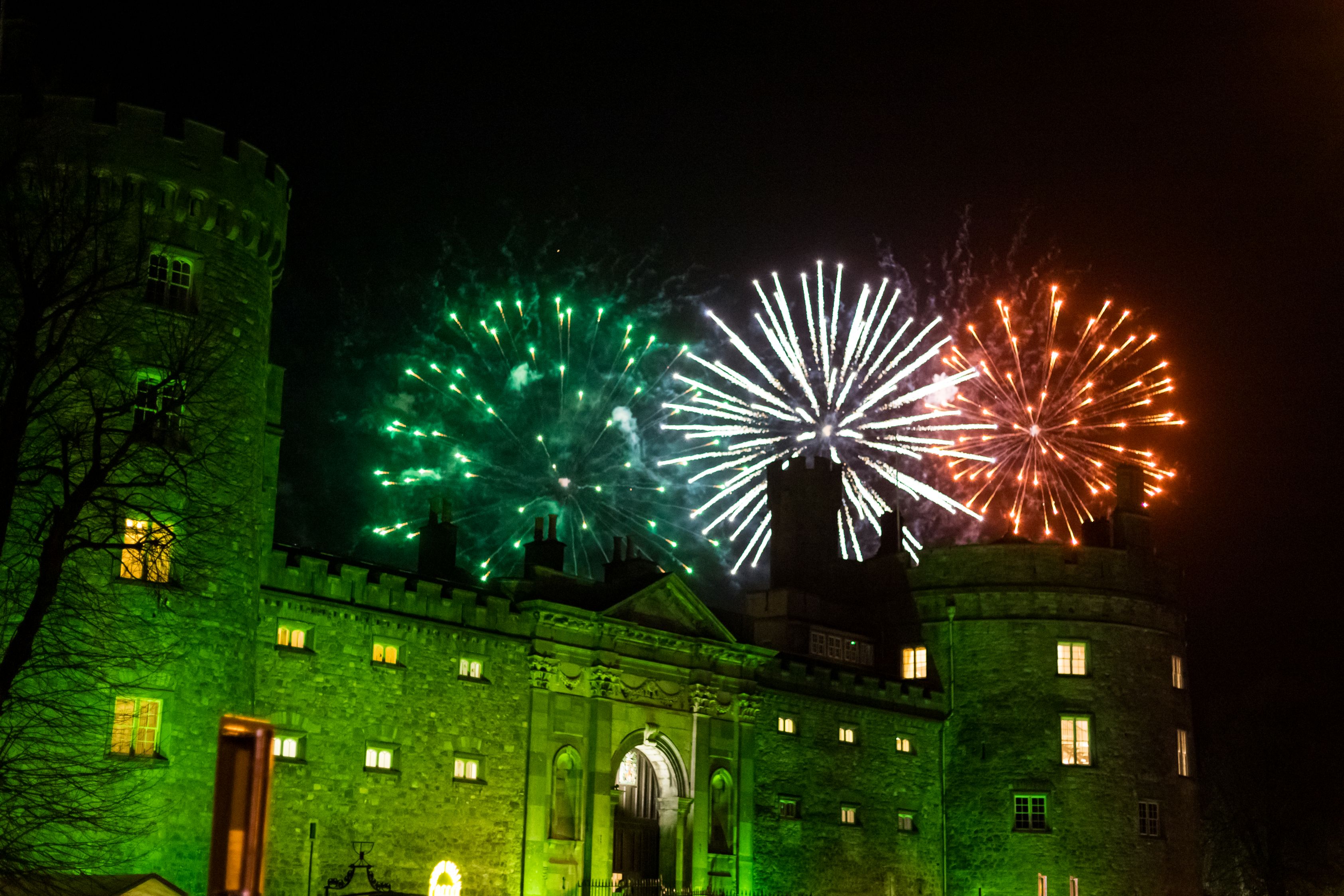 Image of St. Patrick's Festival Kilkenny, 2024, Tricolour Fireworks over Kilkenny Castle