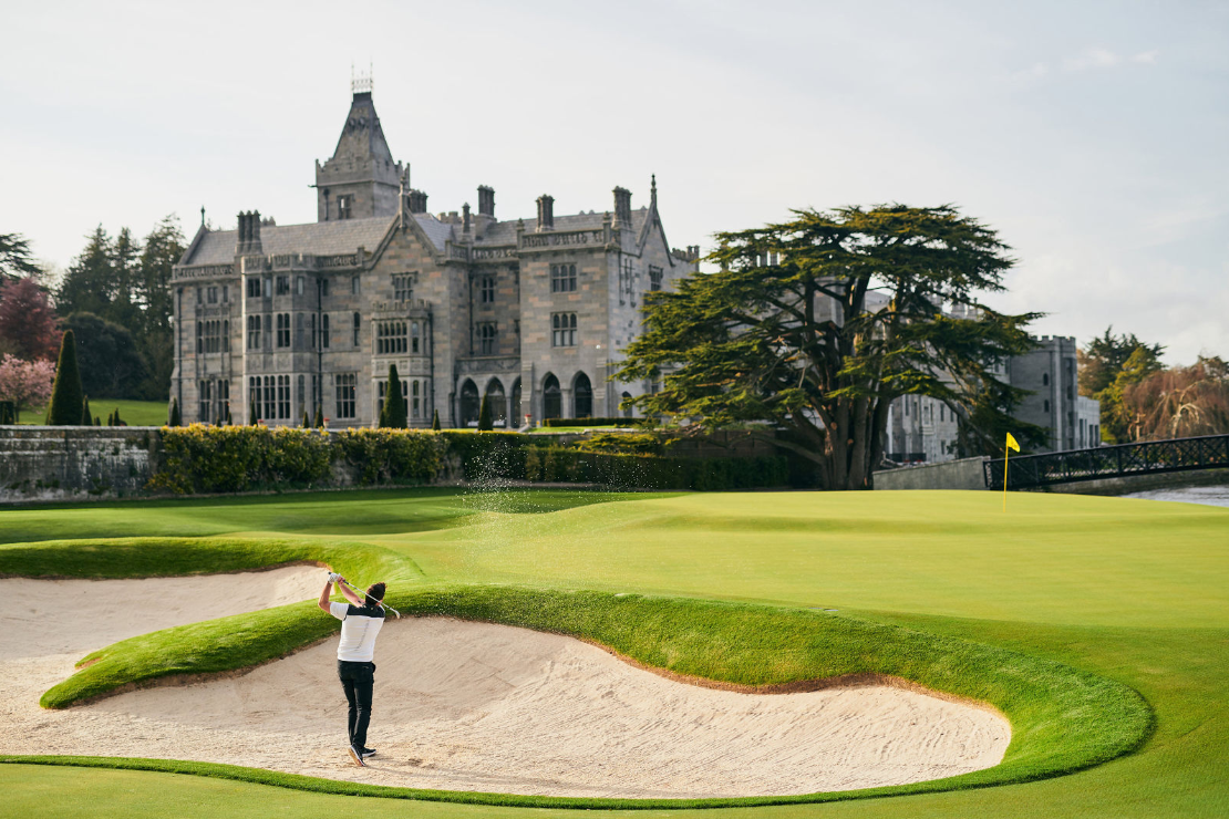 A golfer caught up in the bunker at Adare manor 