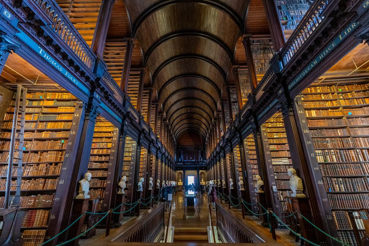 Trinity Library, Dublin A large library with domed wooden ceiling