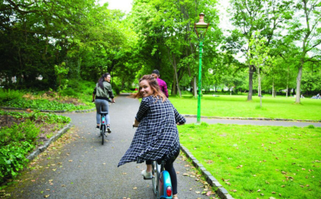 cycling through merrion square dublin