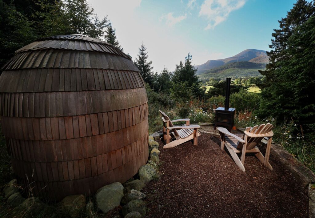 seating with view at glamping pod enniskeen estate